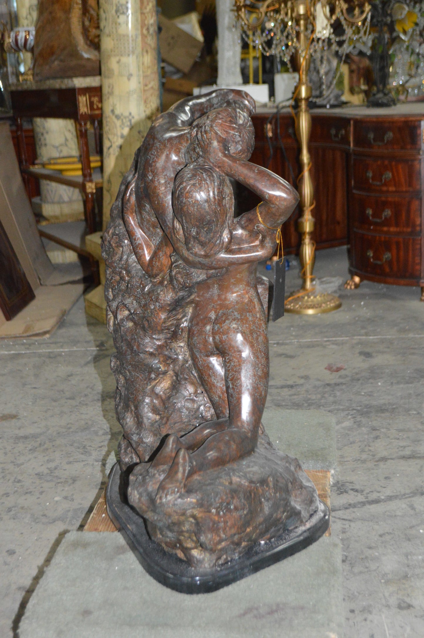 Lovers replica by Rodin Bronze Statue -  Size: 28"L x 18"W x 32"H.