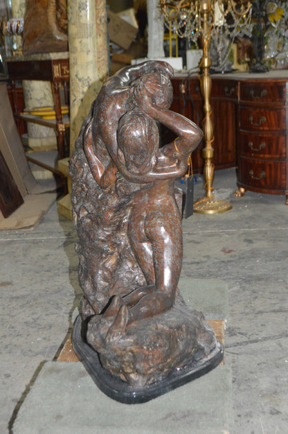 Lovers replica by Rodin Bronze Statue -  Size: 28"L x 18"W x 32"H.
