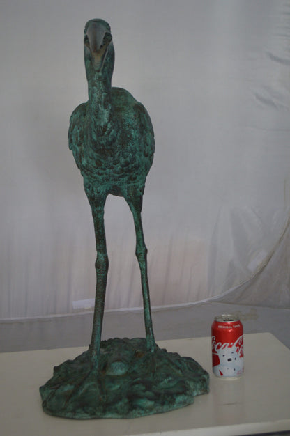 Heron Fountain Bronze Statue -  Size: 14"L x 24"W x 26"H.