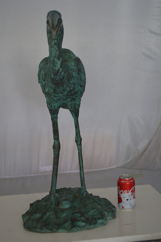 Heron Fountain Bronze Statue -  Size: 14"L x 24"W x 26"H.