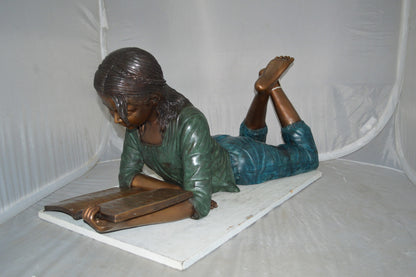 Kate Reading a Book Bronze Statue -  Size: 42"L x 18"W x 17"H.