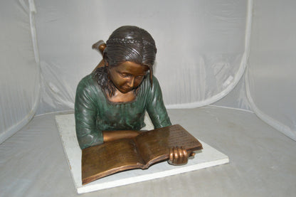 Kate Reading a Book Bronze Statue -  Size: 42"L x 18"W x 17"H.