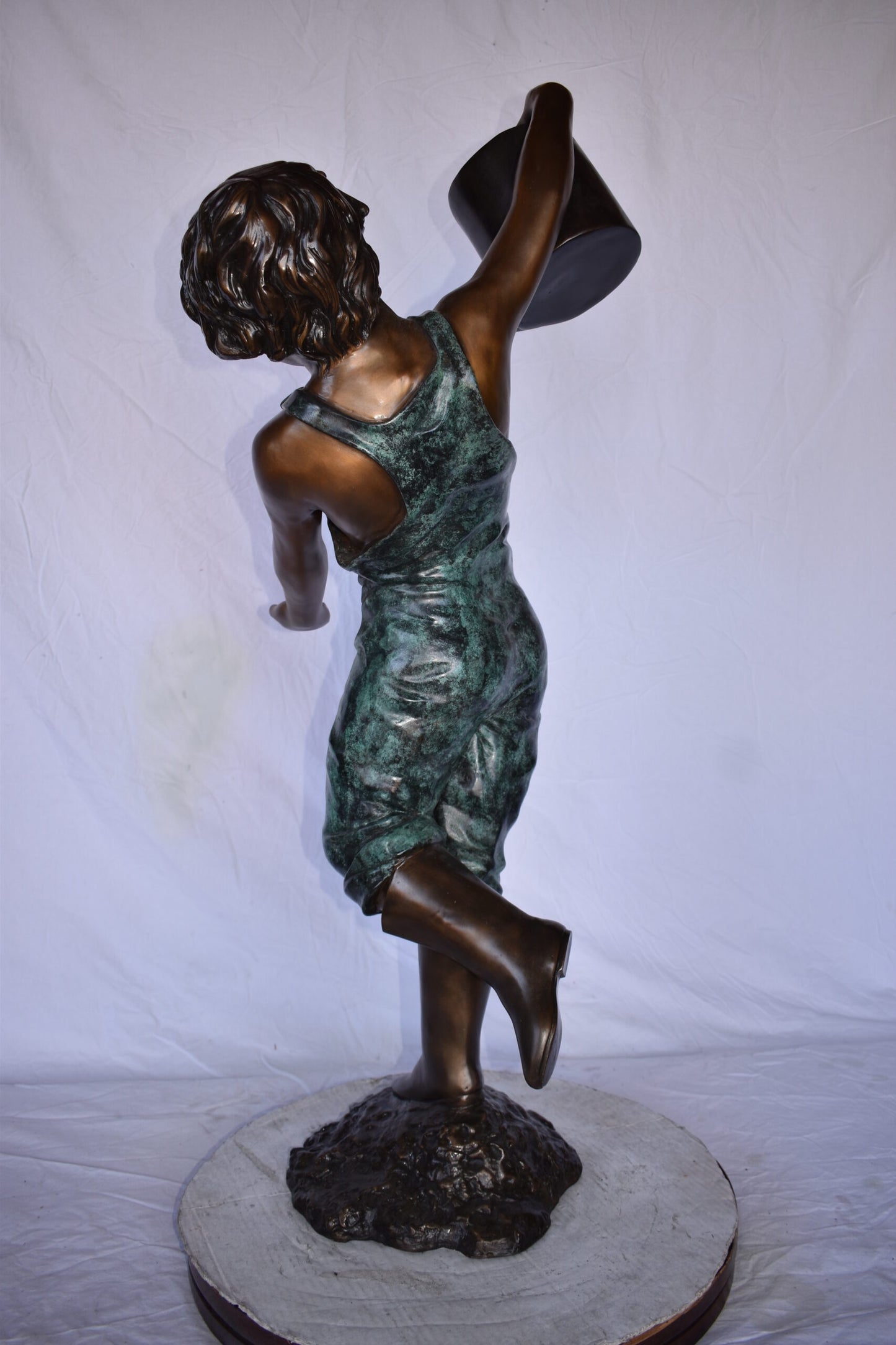 Standing Boy with Watering Can Bronze Statue Fountain - Size: 24" x  22" x 48"H.