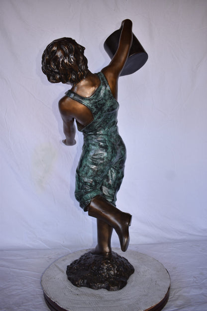 Standing Boy with Watering Can Bronze Statue Fountain - Size: 24" x  22" x 48"H.