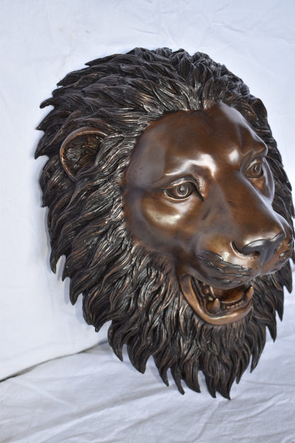 Wall Mounted Lion Face Fountain Made of Bronze - Size: 12"L x 8"W x 18"H.