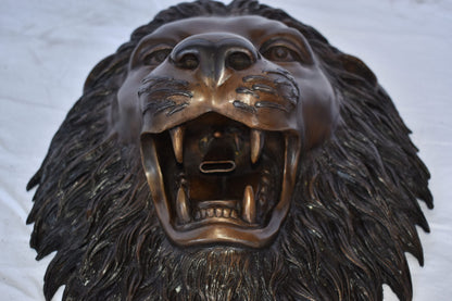 Wall Mounted Lion Face Fountain Made of Bronze - Size: 12"L x 8"W x 18"H.