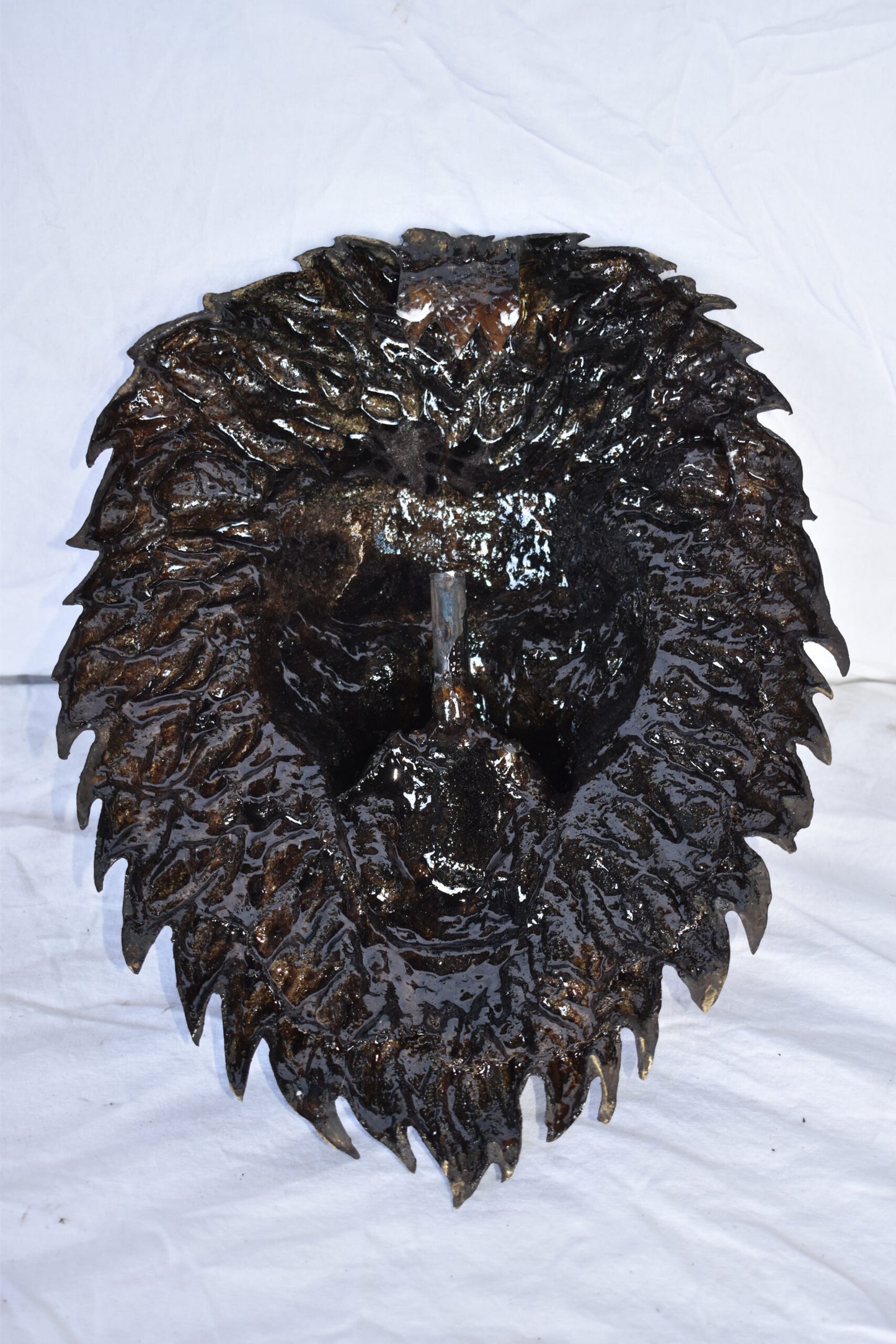 Wall Mounted Lion Face Fountain Made of Bronze - Size: 12"L x 8"W x 18"H.