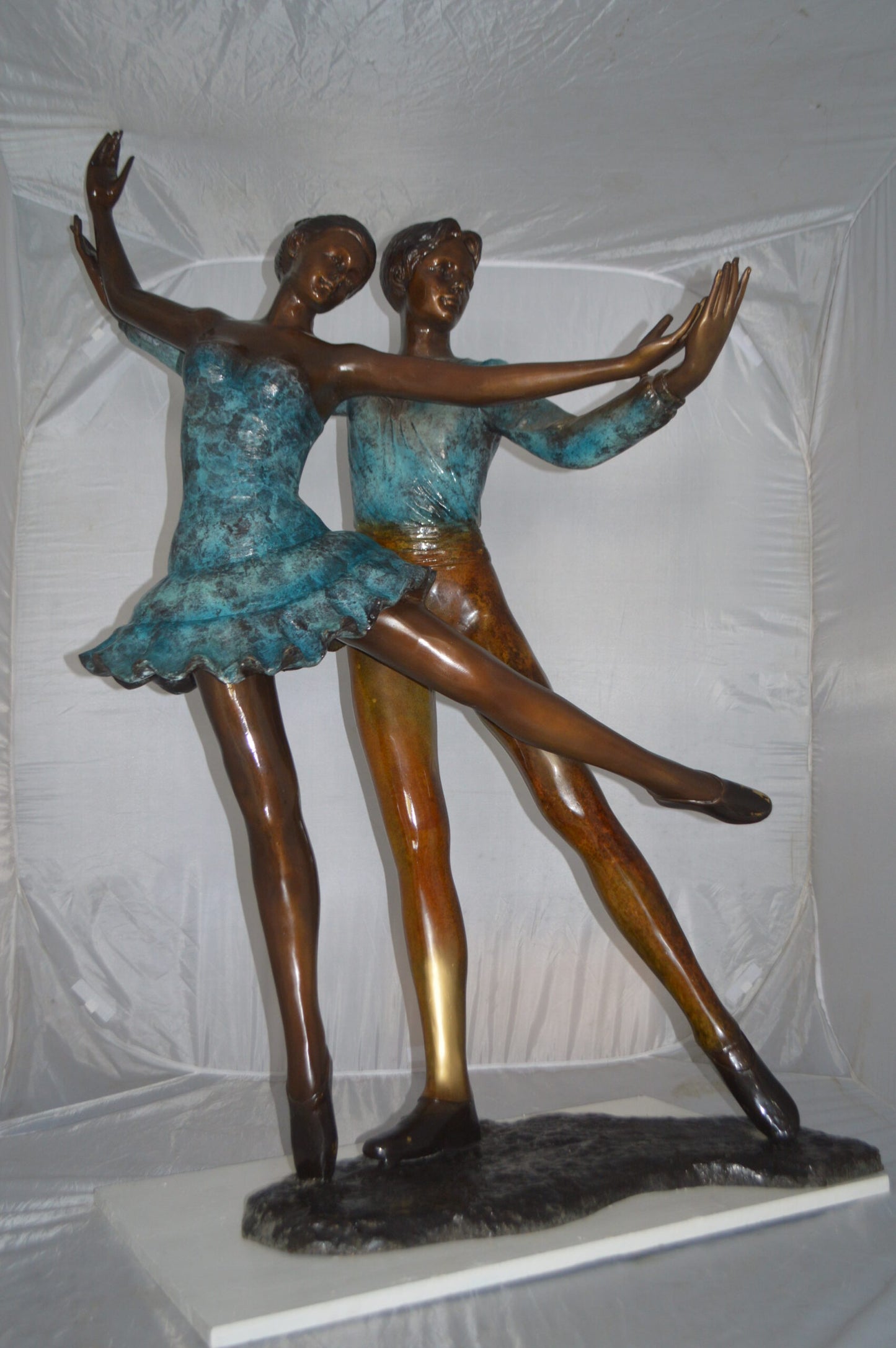 A couple of Ballerina Dancers Bronze Statue -  Size: 21"L x 38"W x 57"H.
