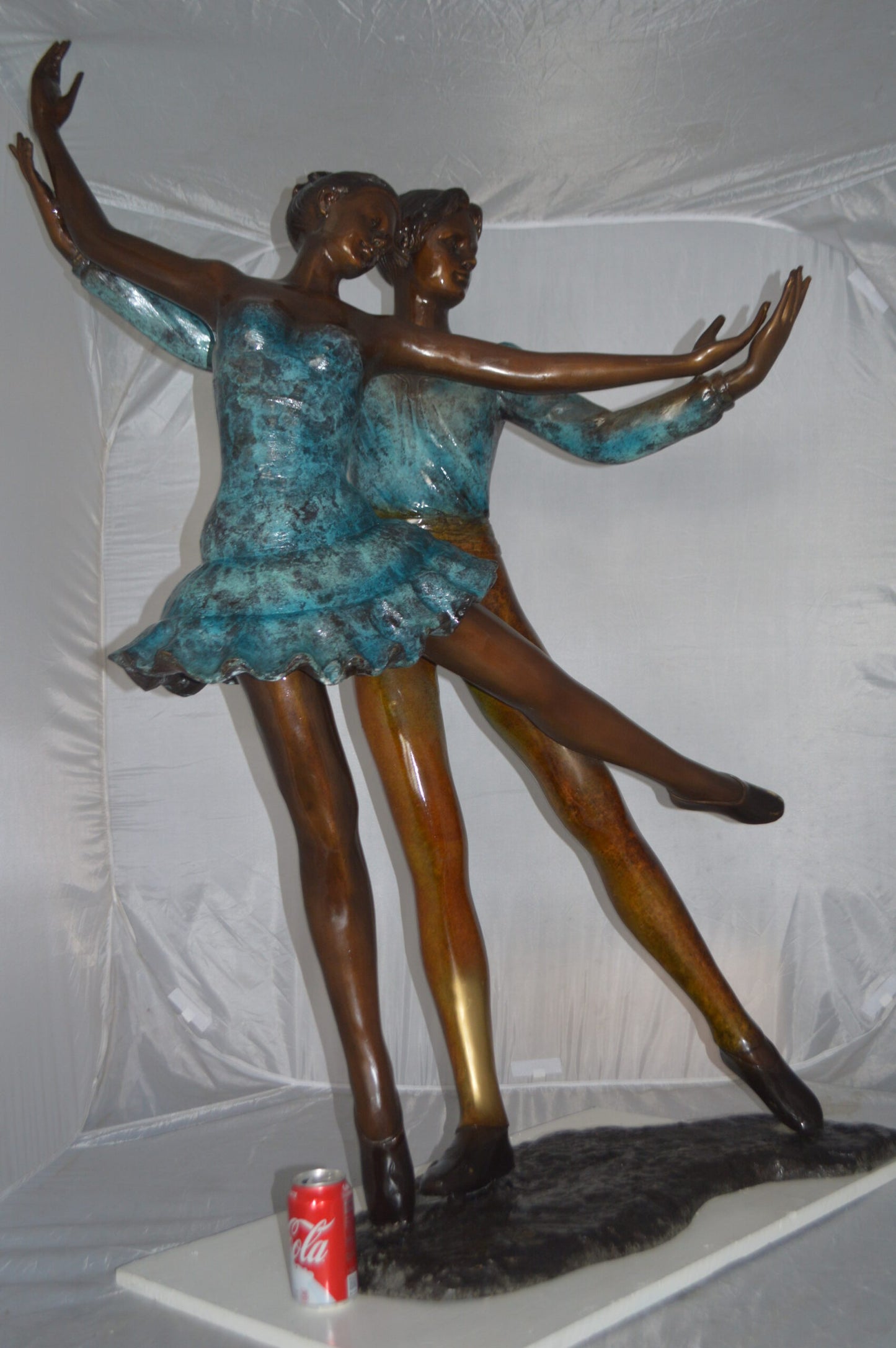 A couple of Ballerina Dancers Bronze Statue -  Size: 21"L x 38"W x 57"H.