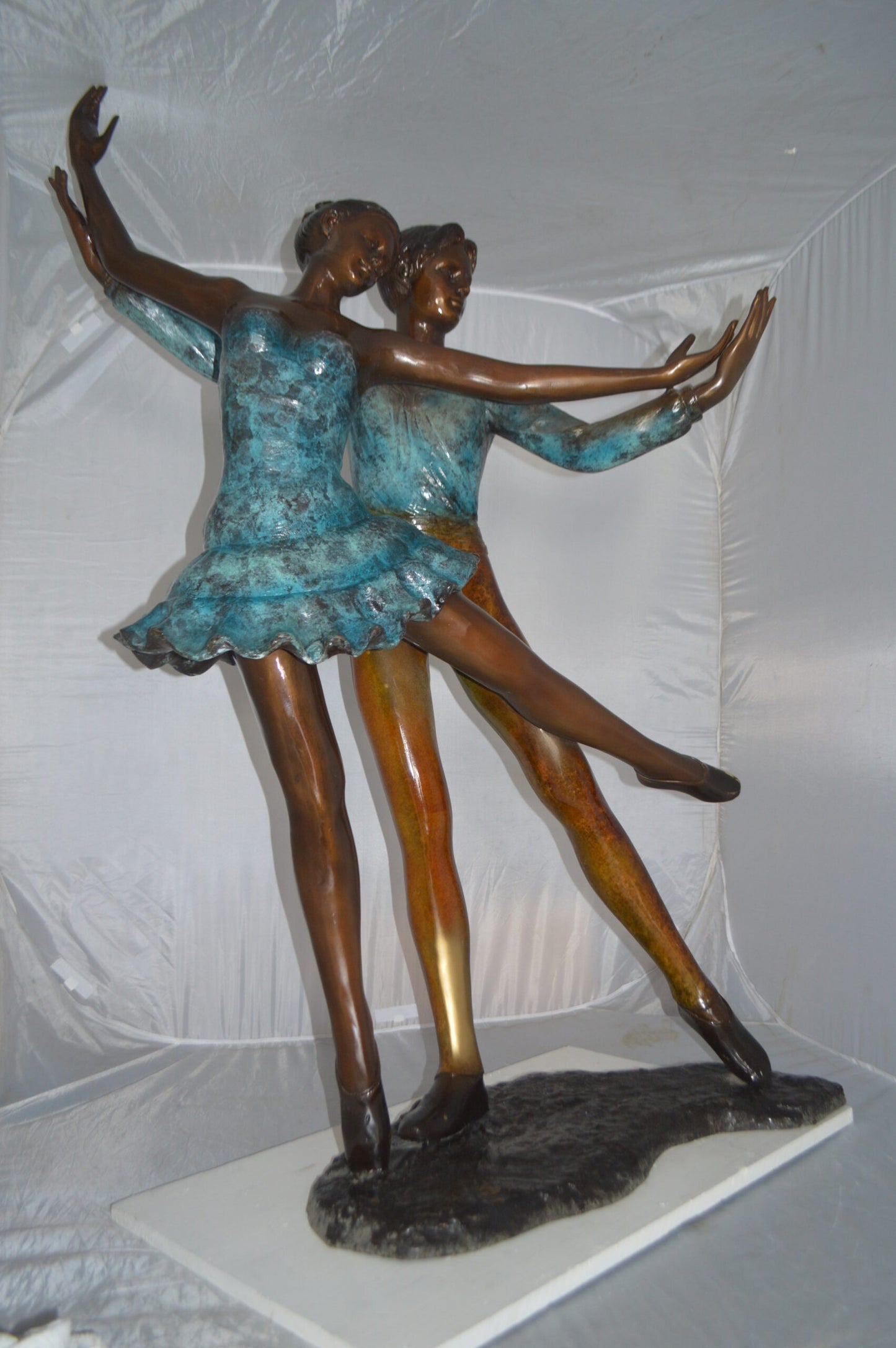 A couple of Ballerina Dancers Bronze Statue -  Size: 21"L x 38"W x 57"H.