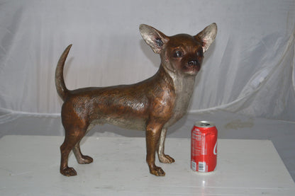 Standing Chihuahua Bronze Statue -  Size: 6"L x 16"W x 14"H.