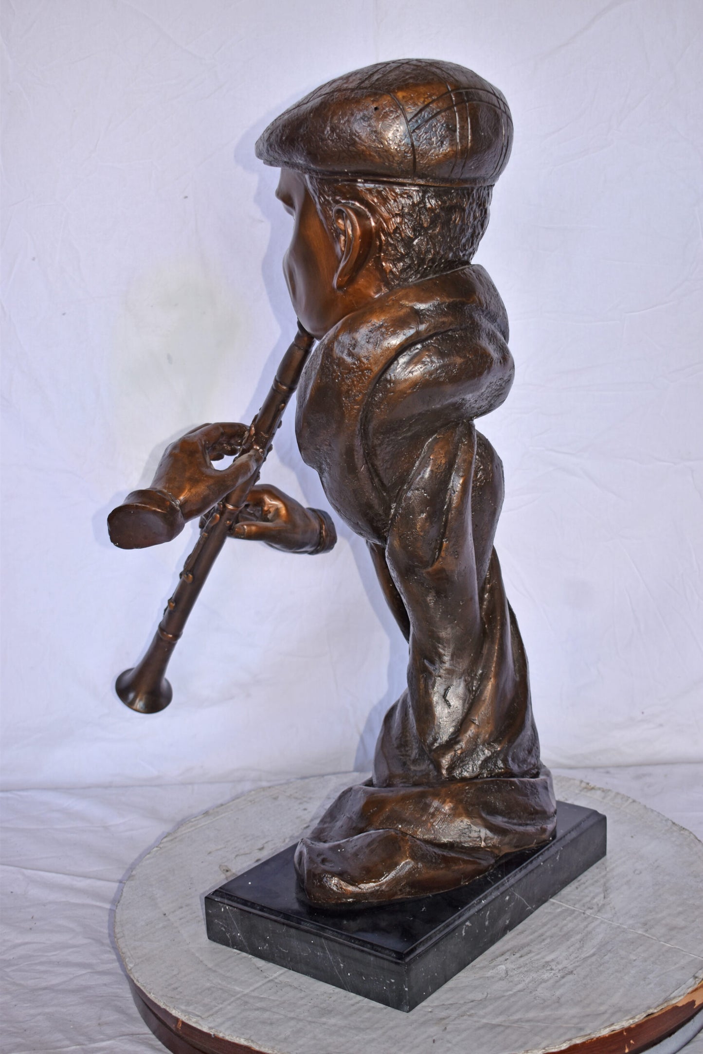 Musicista By Arnadia, Bust of Clarinet Player Bronze Statue -  17" x 25" x 31"H.