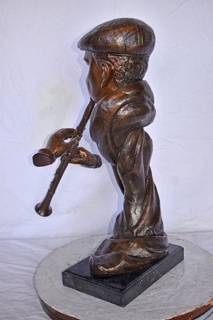 Musicista By Arnadia, Bust of Clarinet Player Bronze Statue -  17" x 25" x 31"H.
