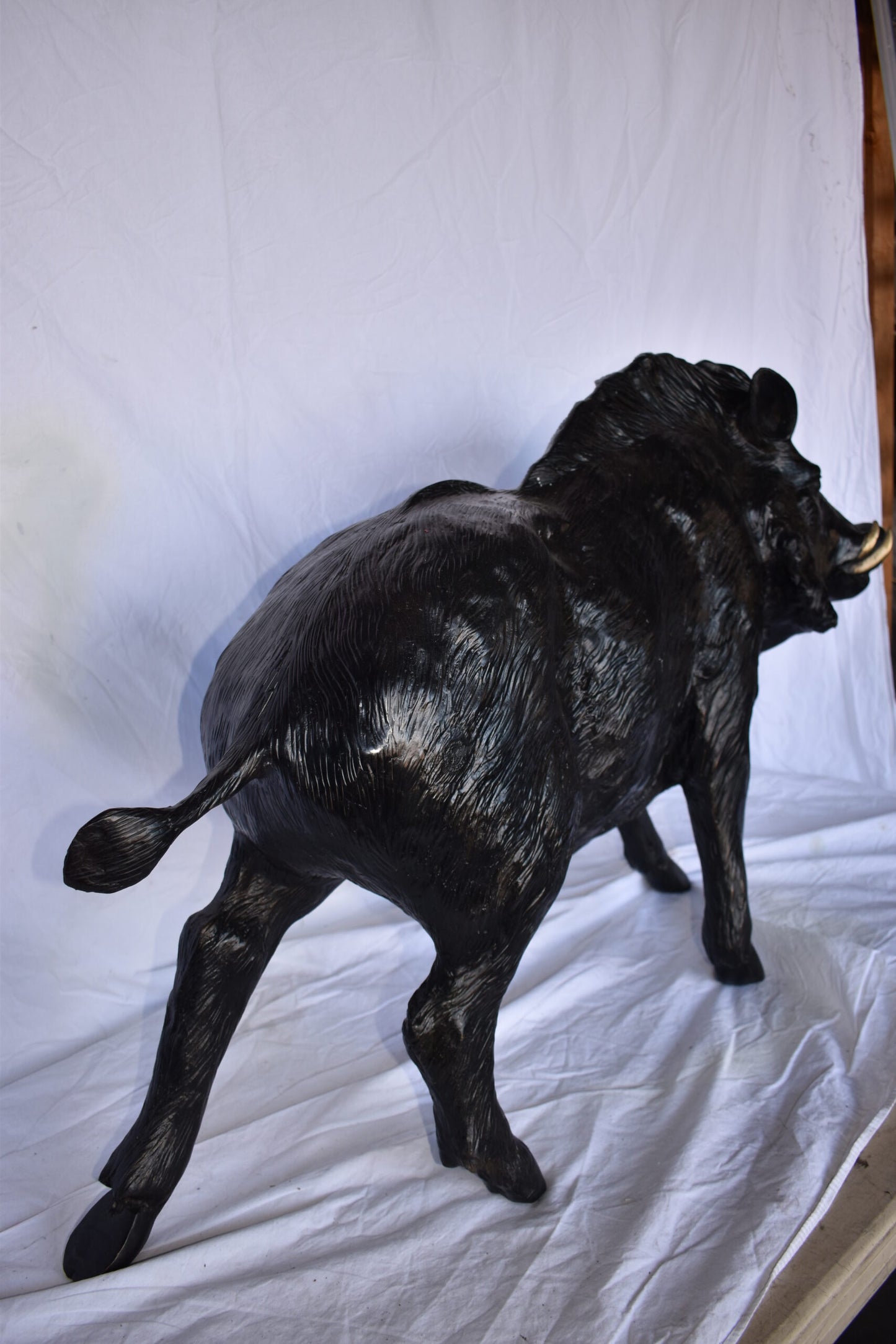 Lifesize Boar Made of Bronze, Statue  - Size: 12"L x 50"W x 30"H.