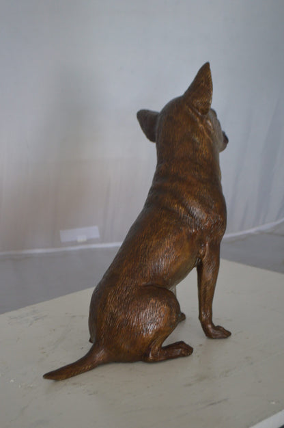 Sitting Chihuahua Bronze Statue -  Size: 6"L x 15"W x 15"H.