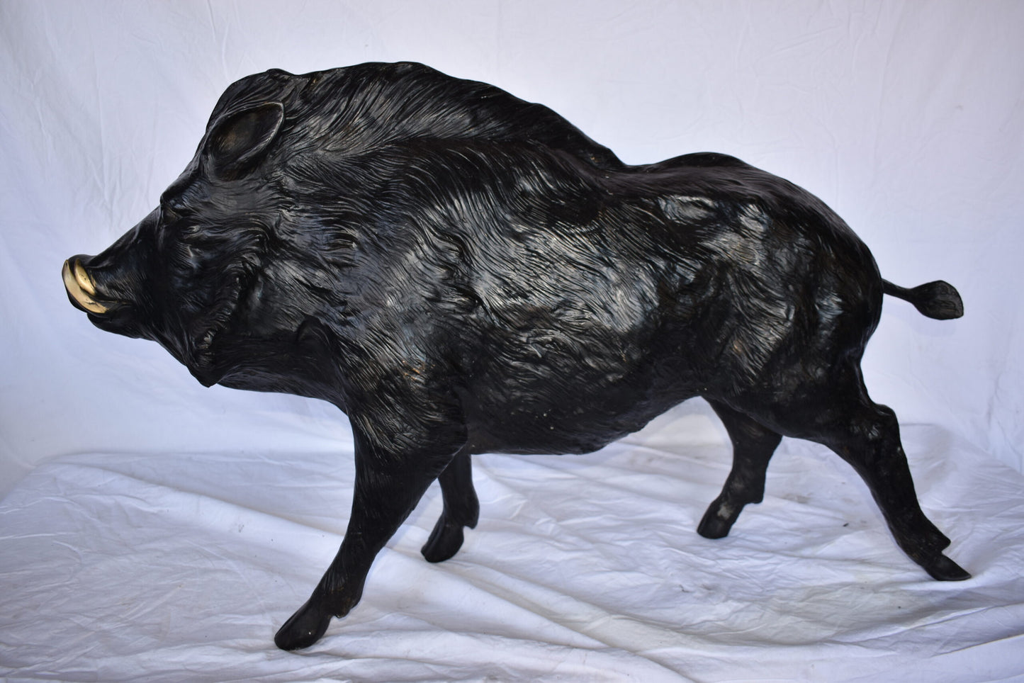 Lifesize Boar Made of Bronze, Statue  - Size: 12"L x 50"W x 30"H.