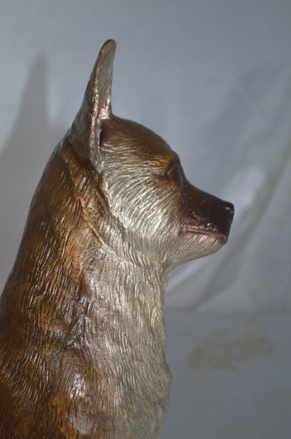 Sitting Chihuahua Bronze Statue -  Size: 6"L x 15"W x 15"H.