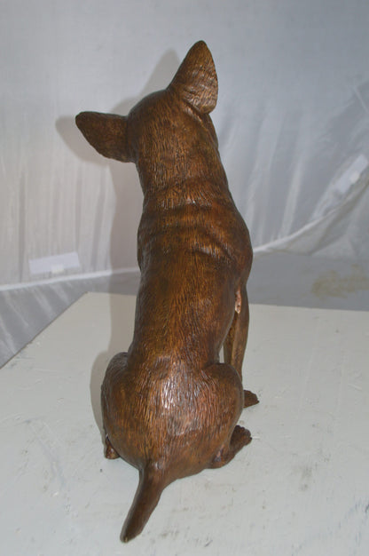 Sitting Chihuahua Bronze Statue -  Size: 6"L x 15"W x 15"H.