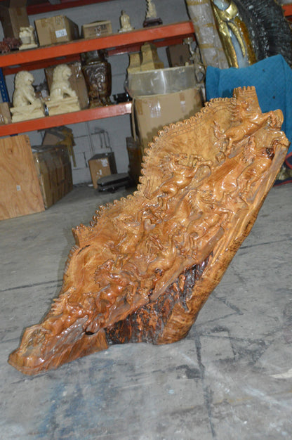 Wood Carved Horses CC8 -  Size: 60"L x 18"W x 38"H.