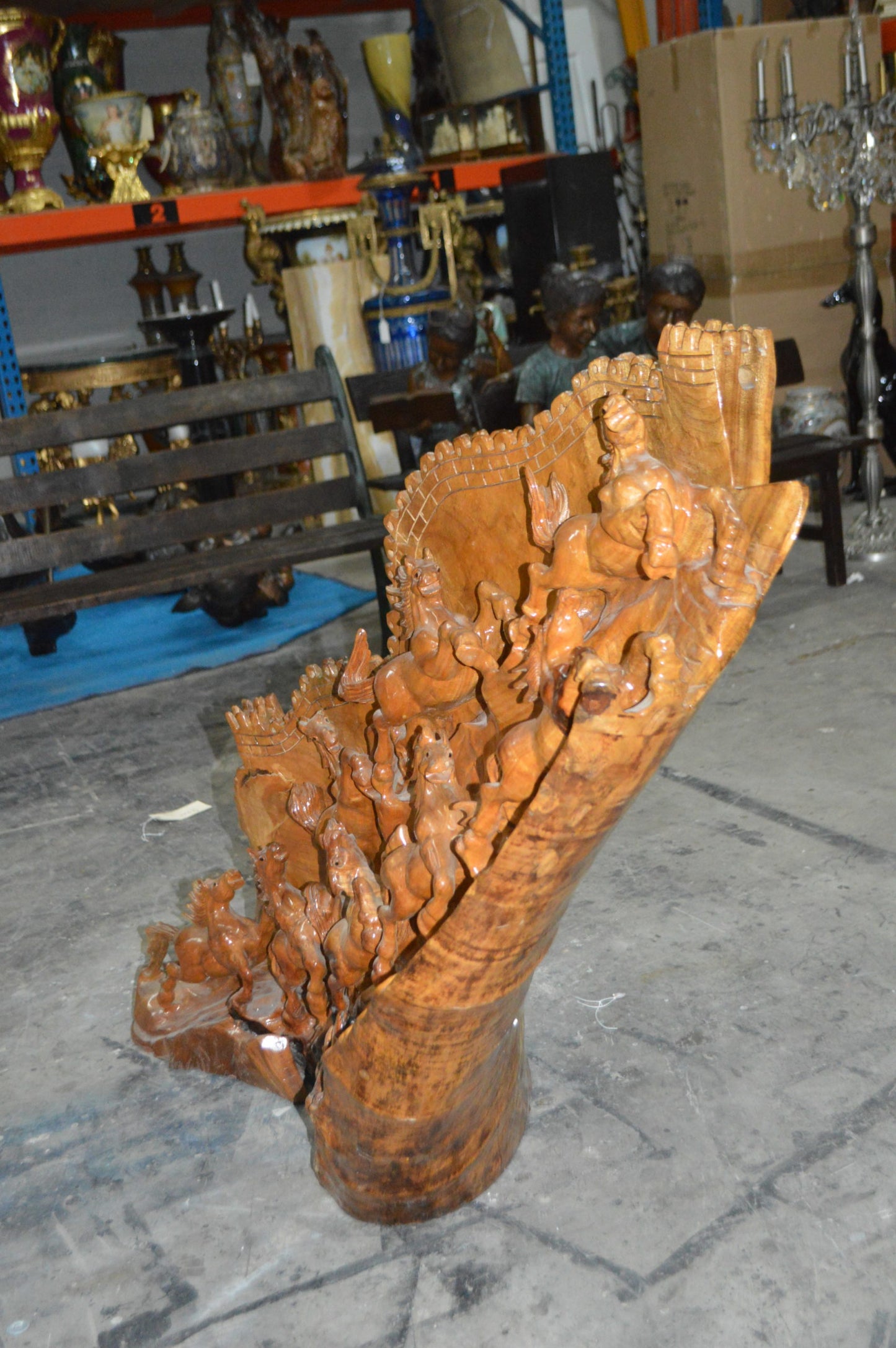 Wood Carved Horses CC8 -  Size: 60"L x 18"W x 38"H.