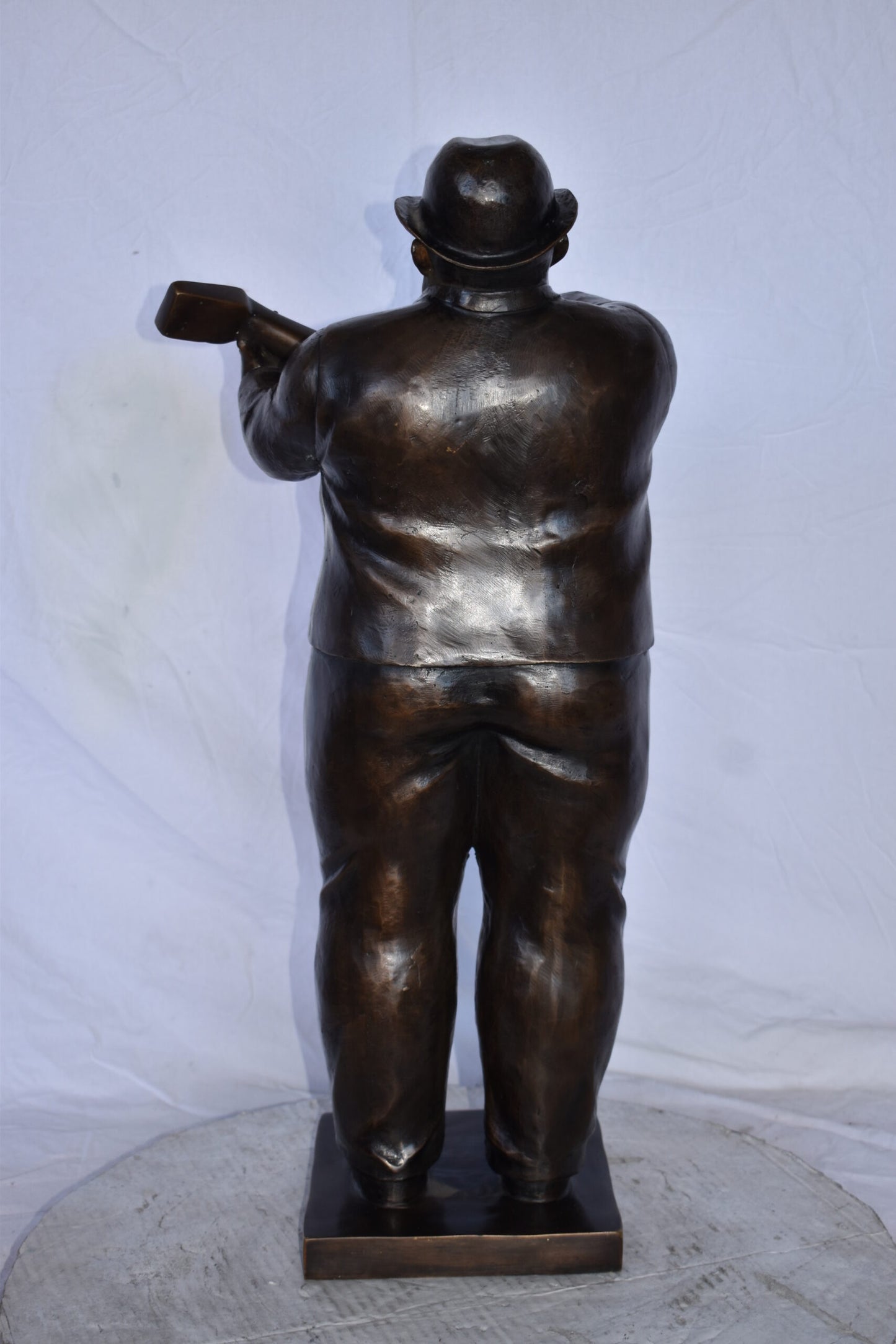 Man Playing  Guitar Fernando Botero Style Bronze Statue - 14" x 11" x 30"H.