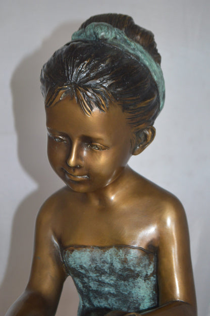 Dancer with Rose bronze statue -  Size: 15"L x 17"W x 26"H.