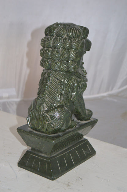 Pair of Foo Dogs Made of Jade -  Size: 7"L x 4"W x 14"H.