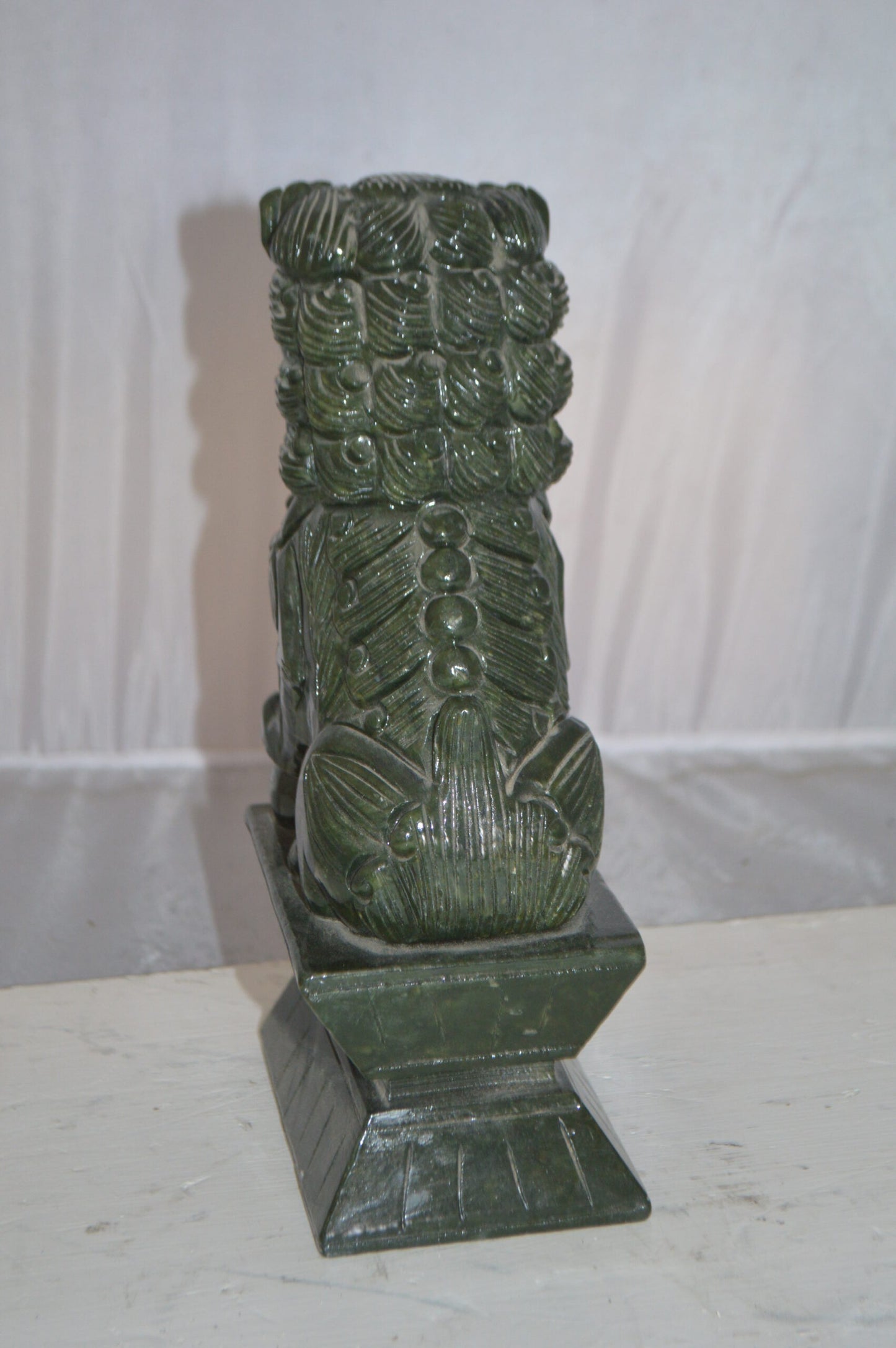 Pair of Foo Dogs Made of Jade -  Size: 7"L x 4"W x 14"H.