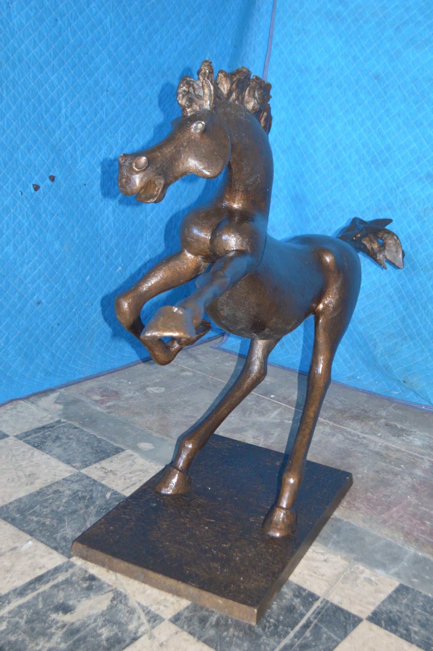 Original 2 of 9 Horse Statue by Attilio de Luca -  Size: 68"L x 19"W x 58"H.
