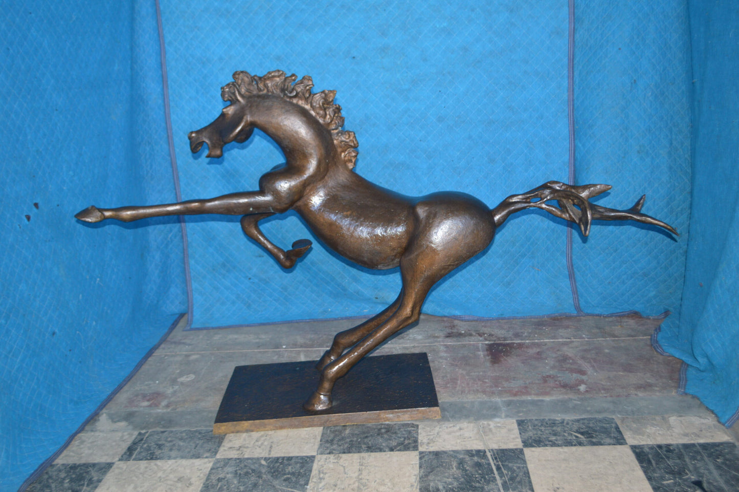 Original 2 of 9 Horse Statue by Attilio de Luca -  Size: 68"L x 19"W x 58"H.