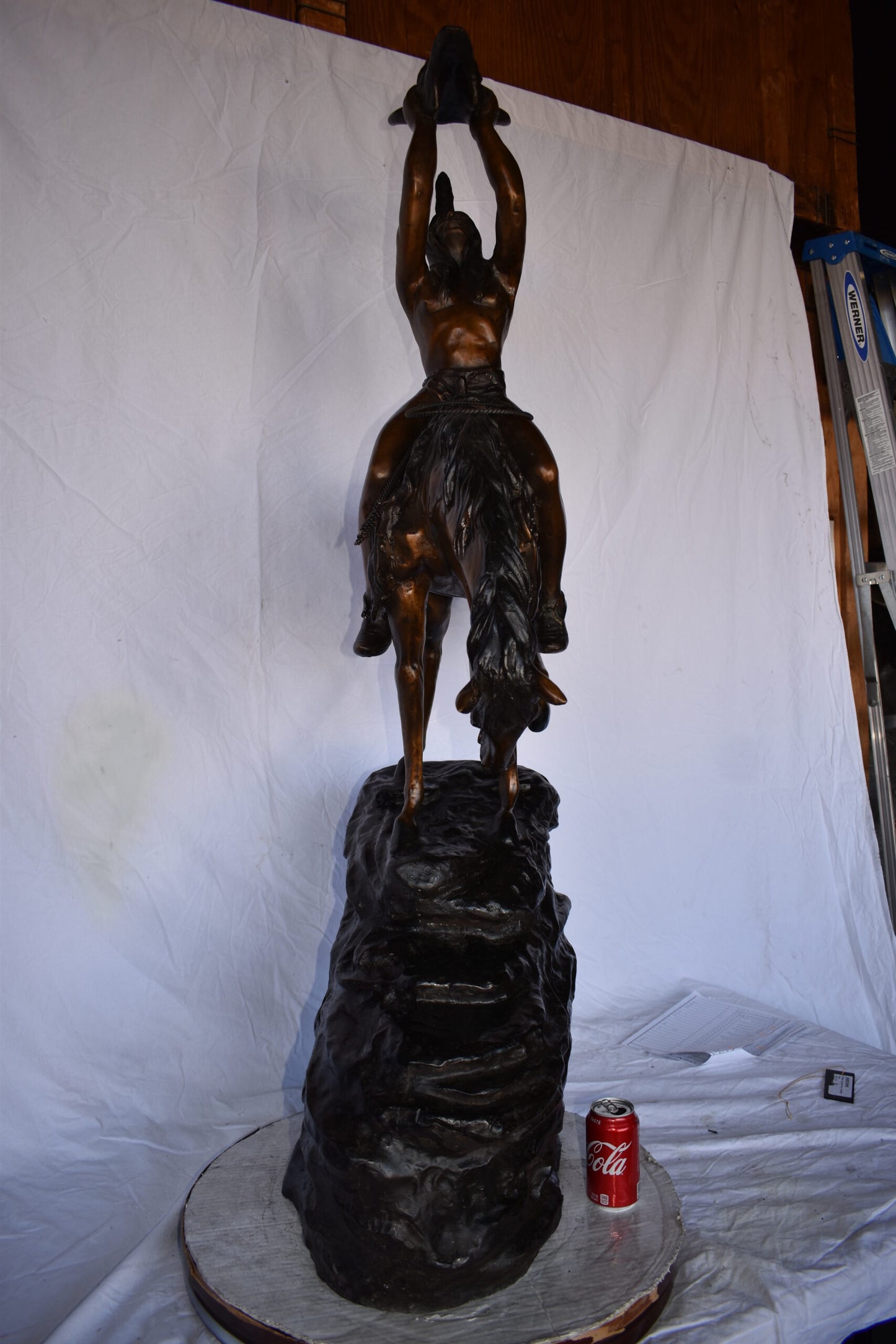 Medicine Man on His Horse Bronze Statue  33"x 15" x 59"H
