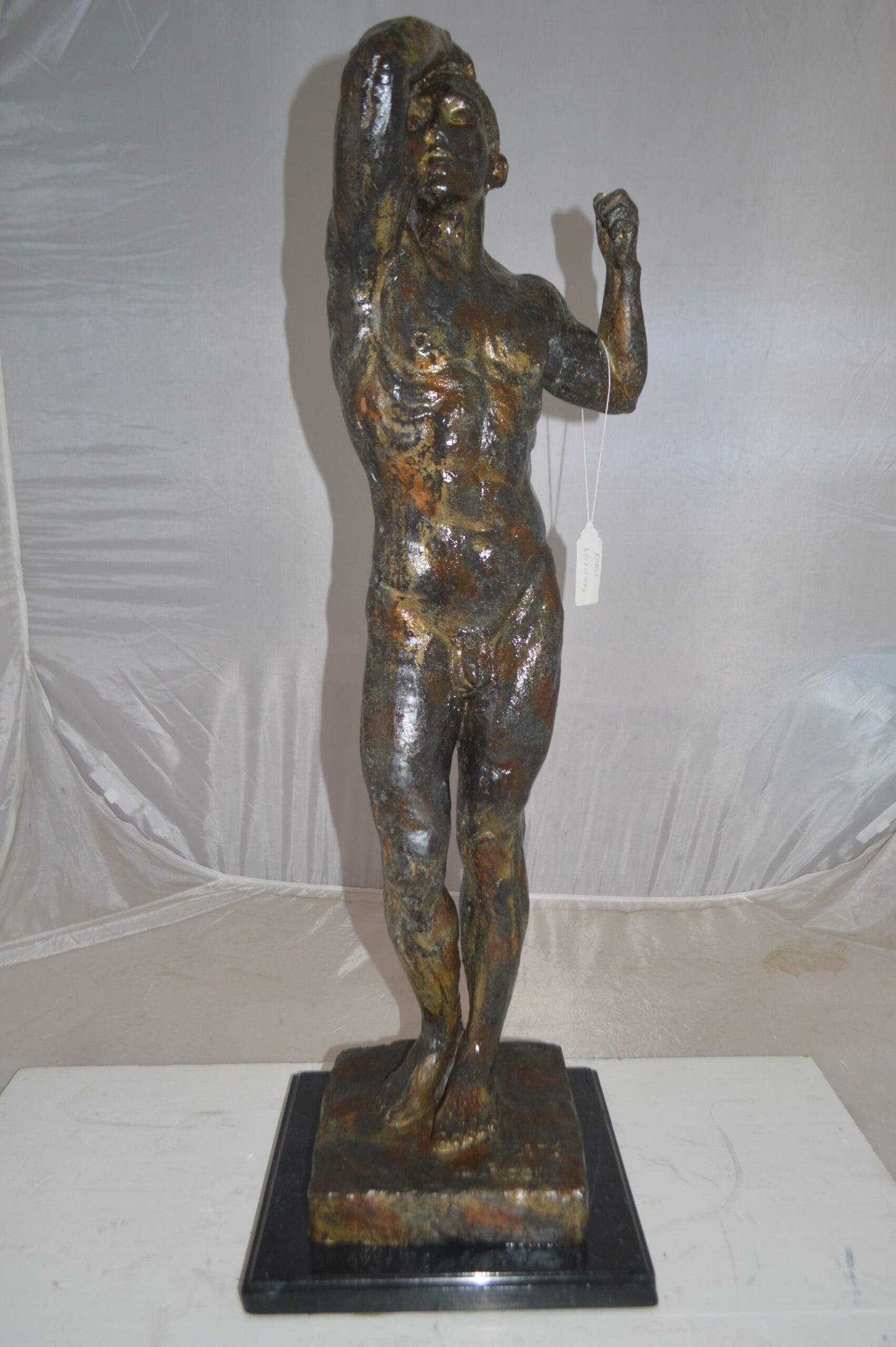 The Bronze Age Male bronze statue by Rodin replica -  Size: 12"L x 12"W x 36"H.