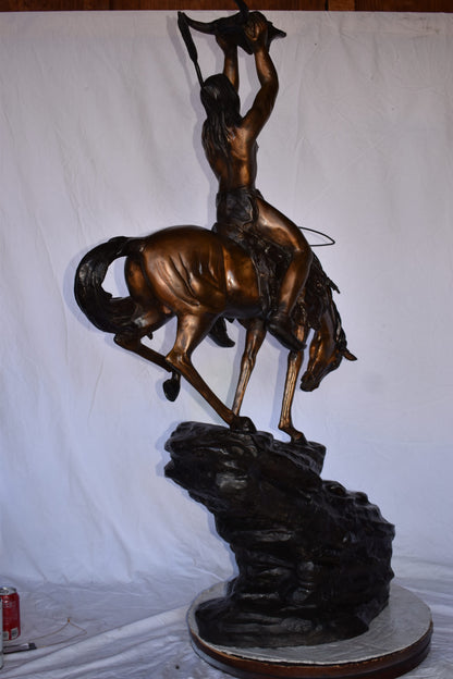 Medicine Man on His Horse Bronze Statue  33"x 15" x 59"H