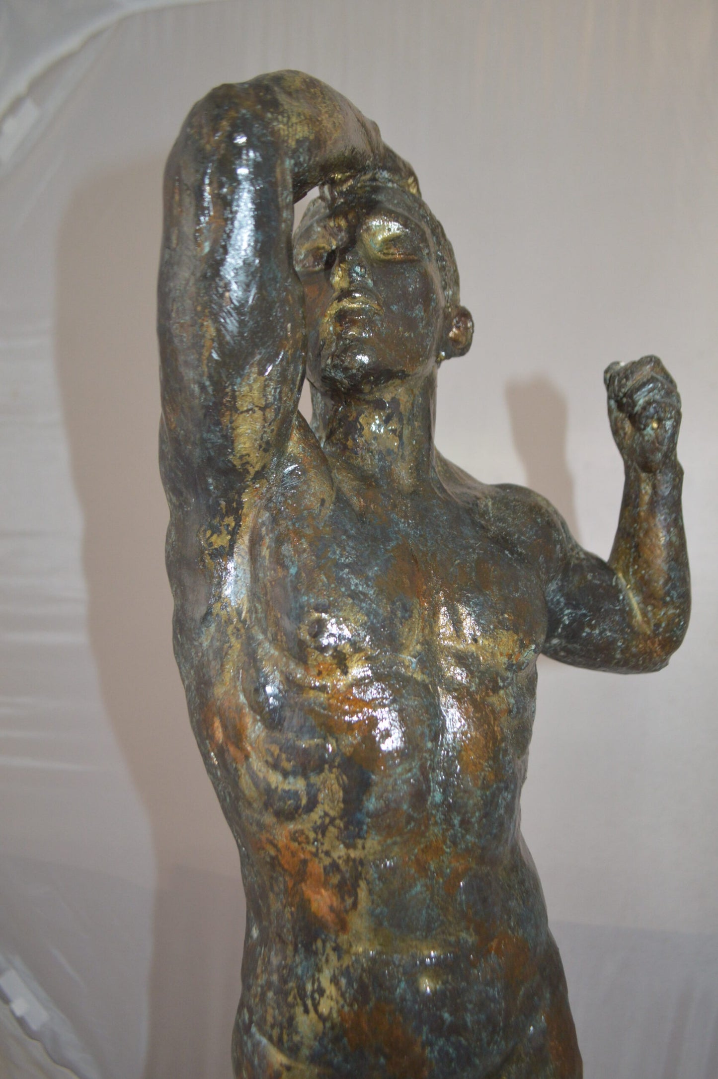 The Bronze Age Male bronze statue by Rodin replica -  Size: 12"L x 12"W x 36"H.