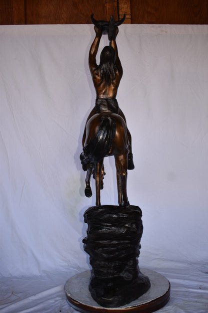 Medicine Man on His Horse Bronze Statue  33"x 15" x 59"H