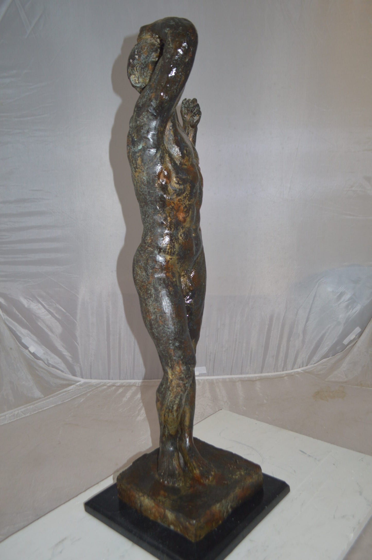 The Bronze Age Male bronze statue by Rodin replica -  Size: 12"L x 12"W x 36"H.