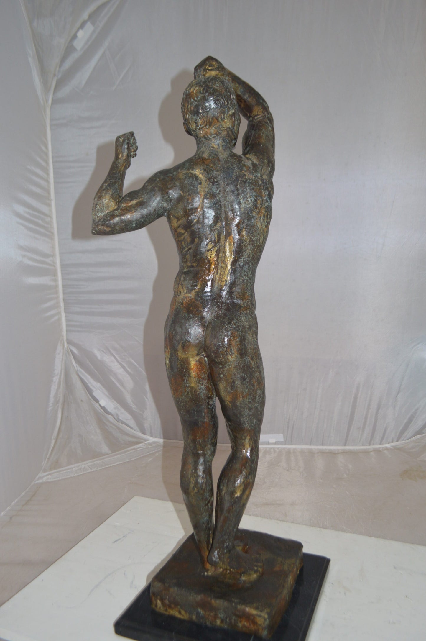 The Bronze Age Male bronze statue by Rodin replica -  Size: 12"L x 12"W x 36"H.