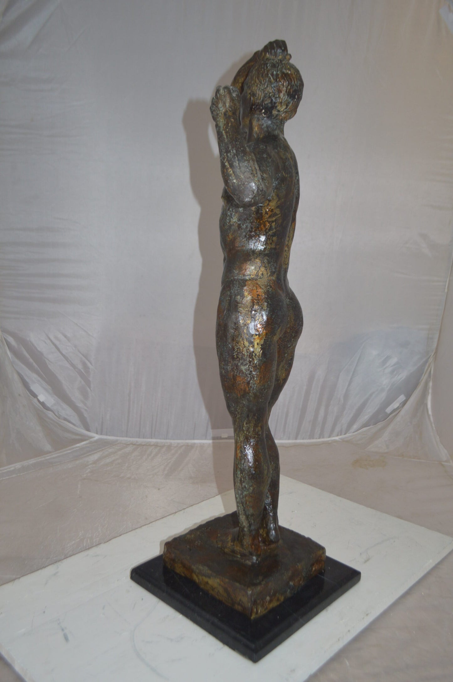 The Bronze Age Male bronze statue by Rodin replica -  Size: 12"L x 12"W x 36"H.