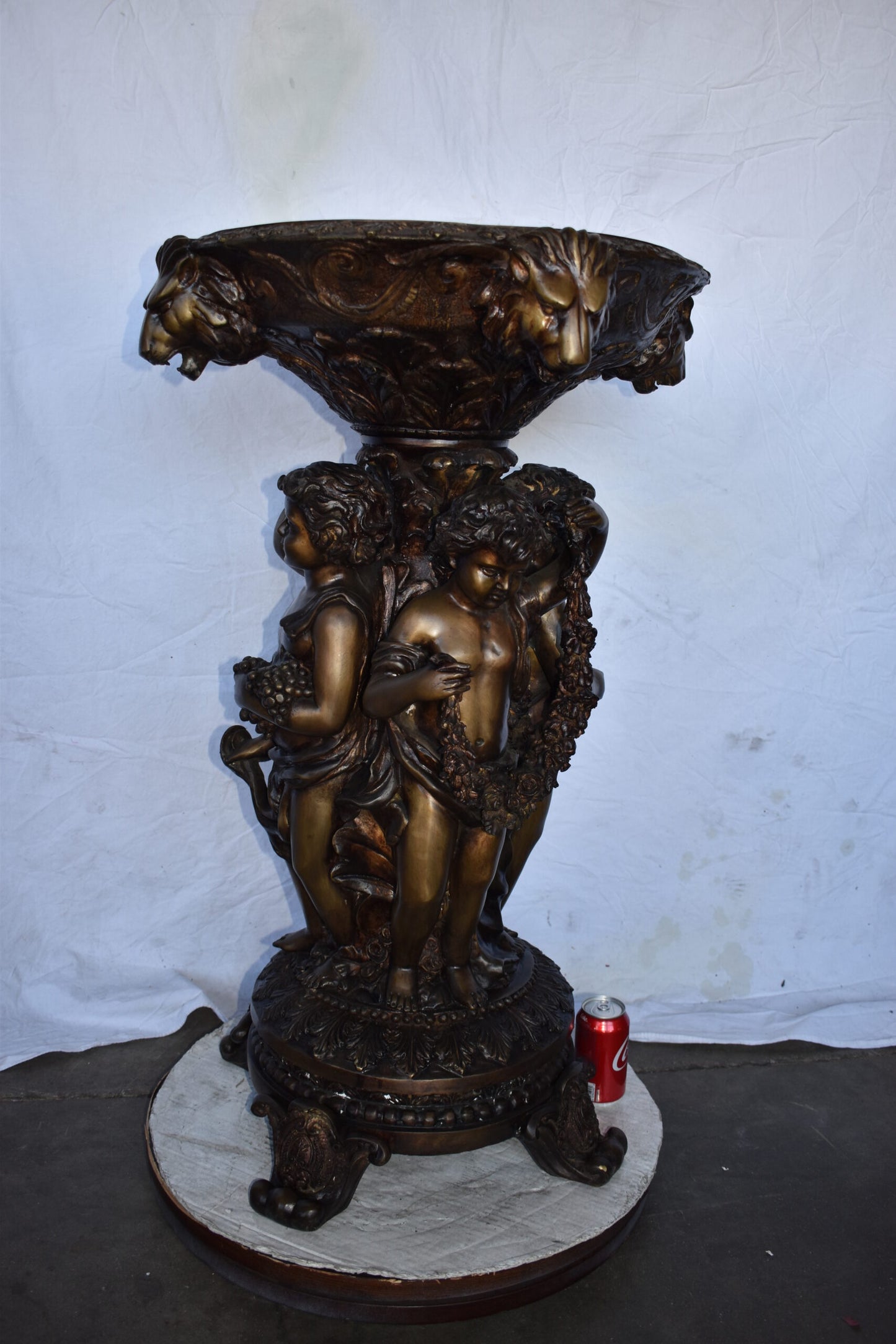 Four Cupids with Lion Heads Bronze Statue Fountain Size: 25" x 25" x 39"H