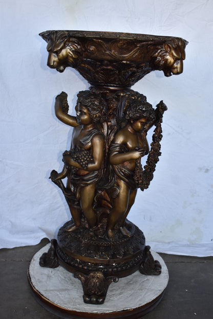 Four Cupids with Lion Heads Bronze Statue Fountain Size: 25" x 25" x 39"H