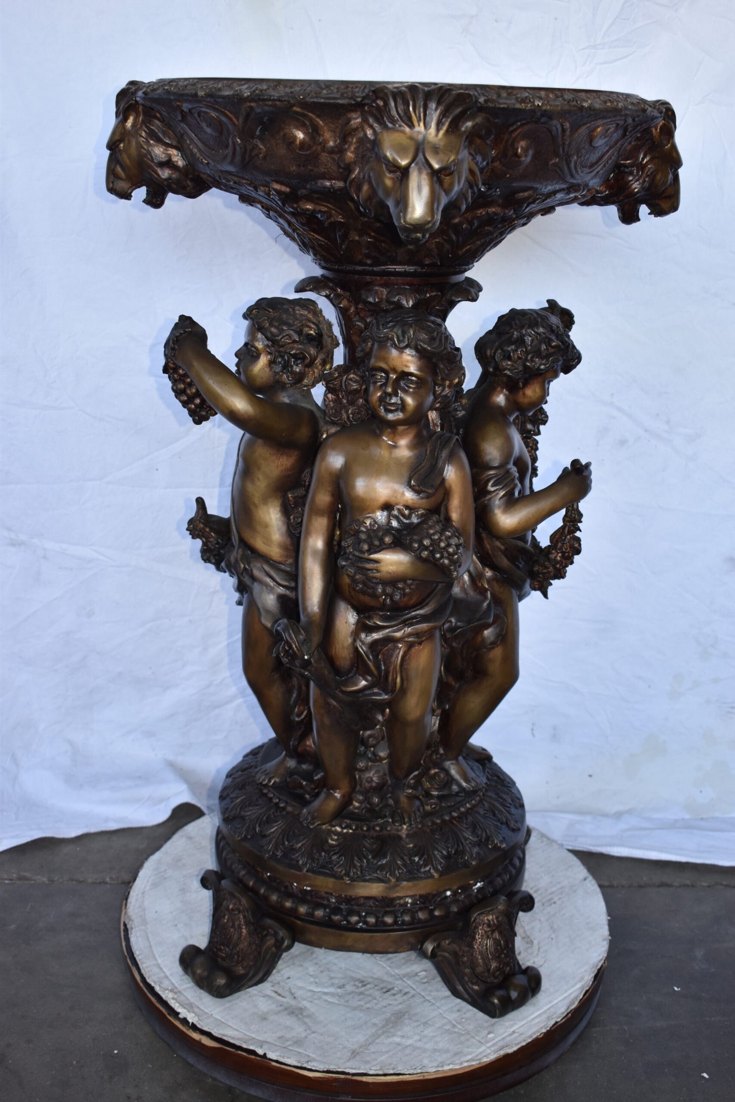Four Cupids with Lion Heads Bronze Statue Fountain Size: 25" x 25" x 39"H