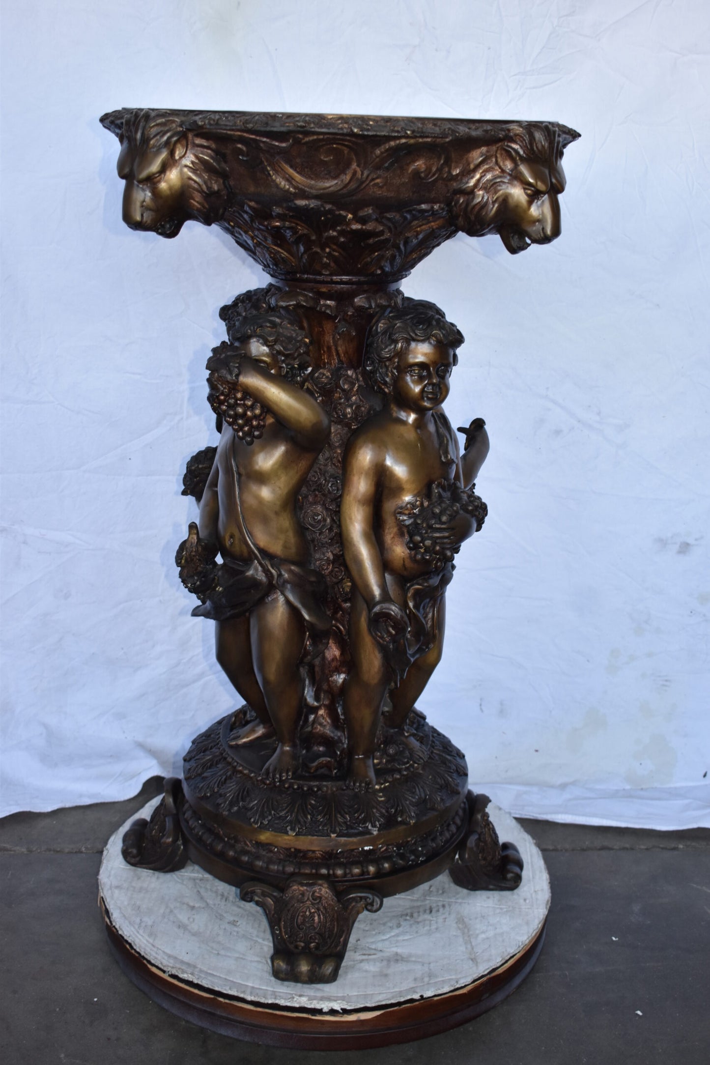 Four Cupids with Lion Heads Bronze Statue Fountain Size: 25" x 25" x 39"H