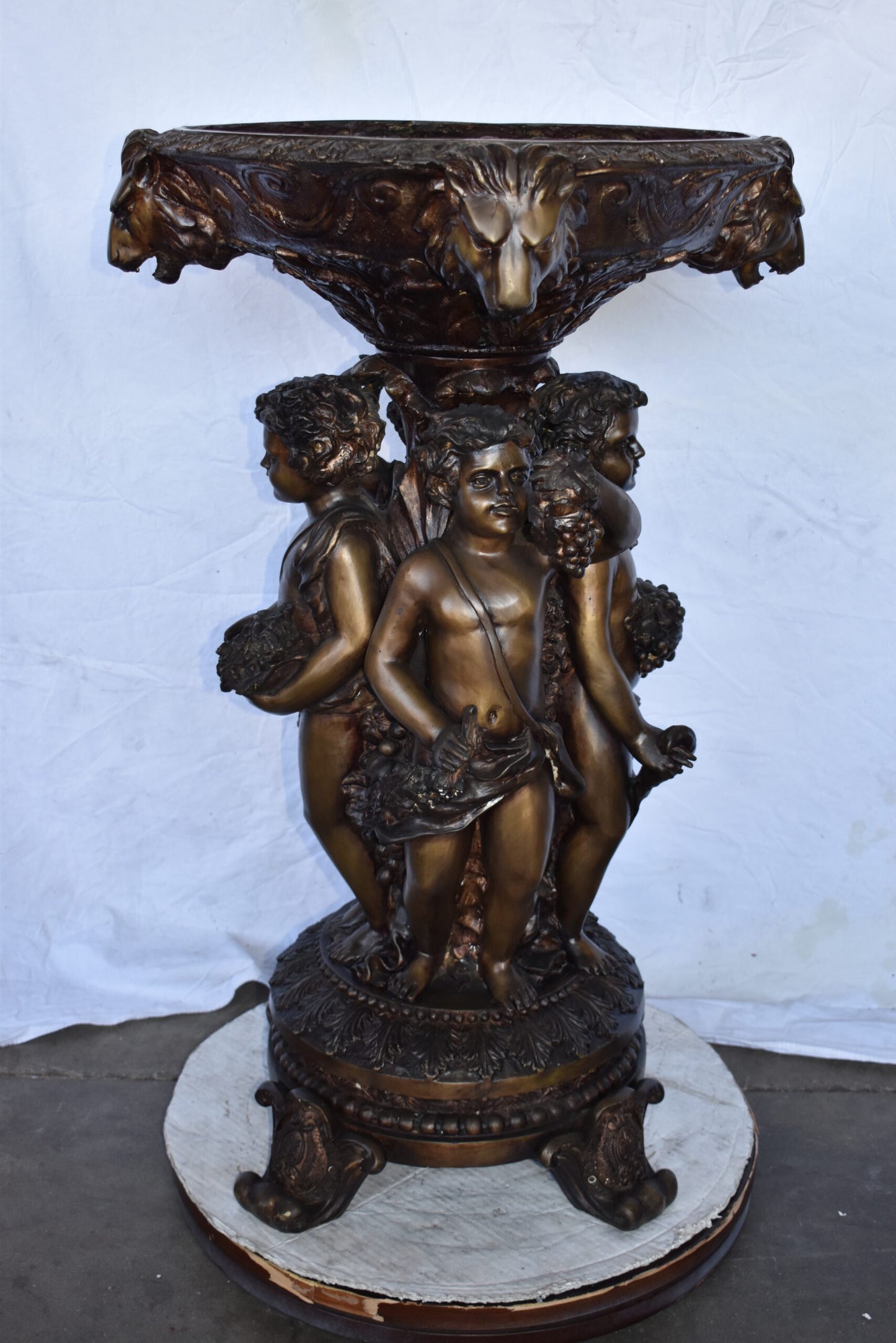 Four Cupids with Lion Heads Bronze Statue Fountain Size: 25" x 25" x 39"H