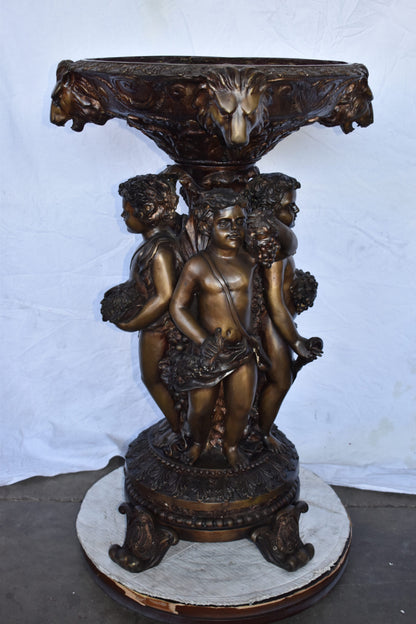 Four Cupids with Lion Heads Bronze Statue Fountain Size: 25" x 25" x 39"H