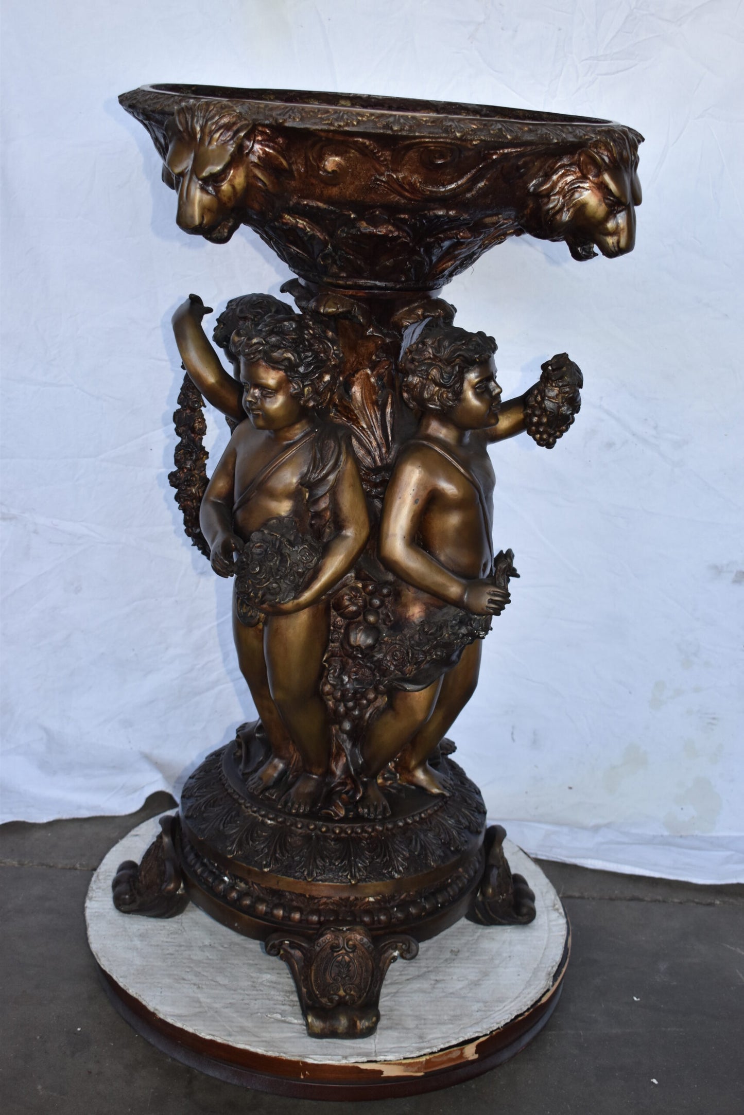 Four Cupids with Lion Heads Bronze Statue Fountain Size: 25" x 25" x 39"H