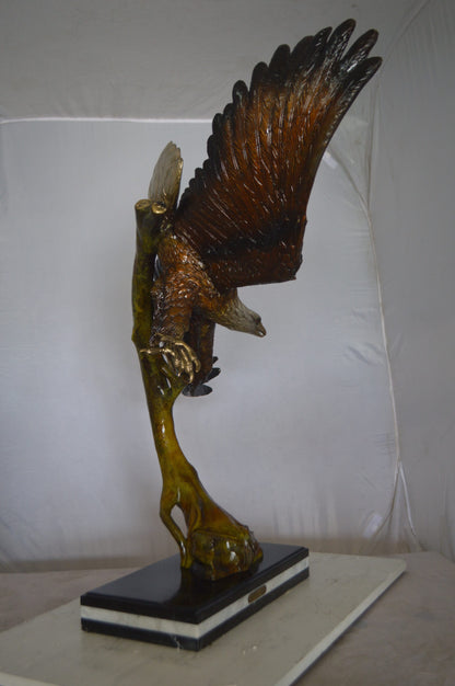 Eagle Soaring Bronze Statue by W Aribu -  Size: 35"L x 27"W x 38"H.