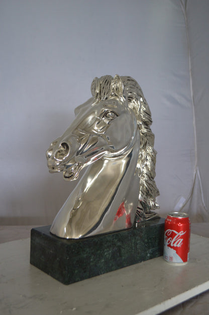 Horse Bust  Silver Finished Statue -  Size: 16"L x 7"W x 20"H.