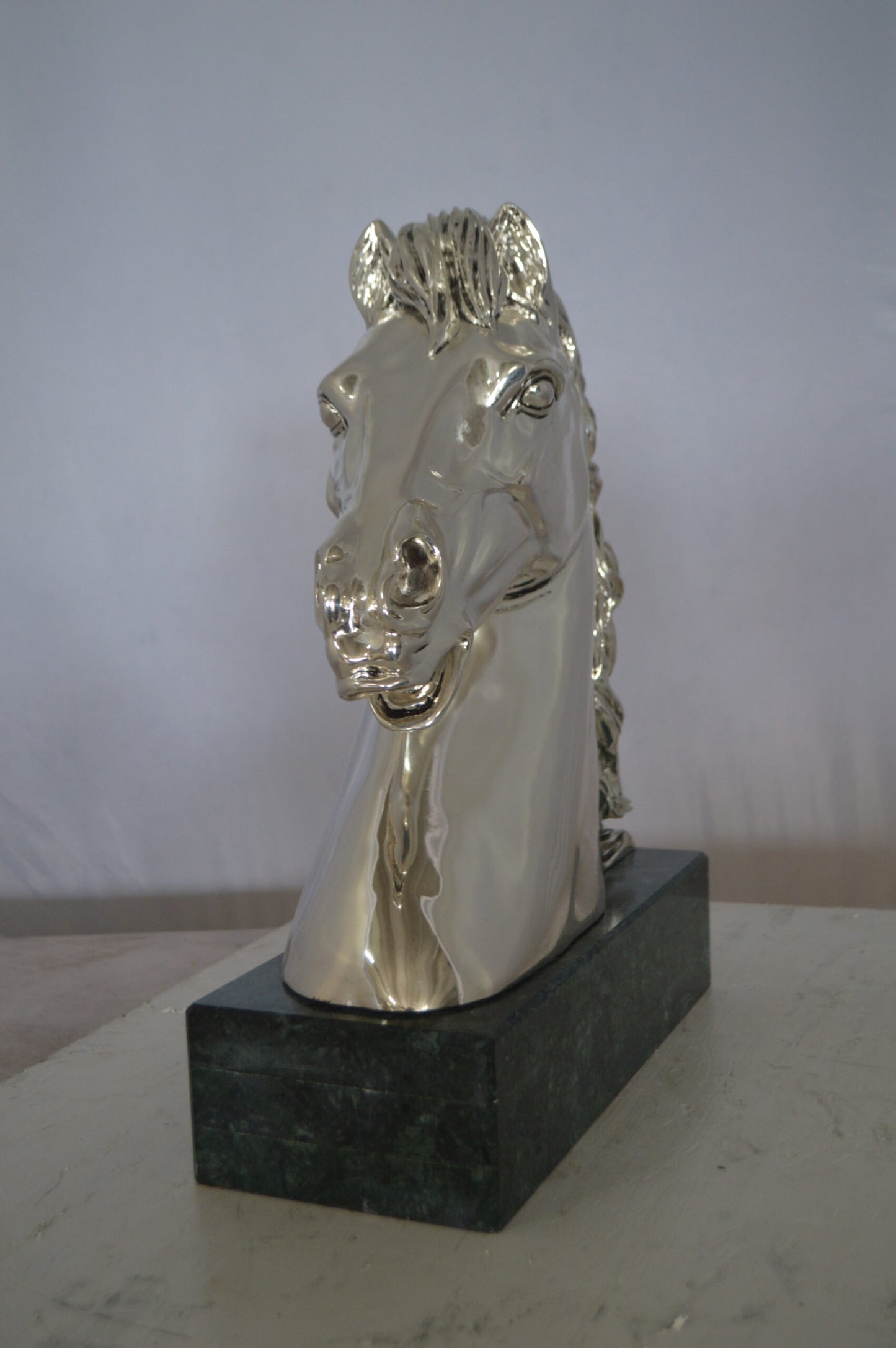 Horse Bust  Silver Finished Statue -  Size: 16"L x 7"W x 20"H.