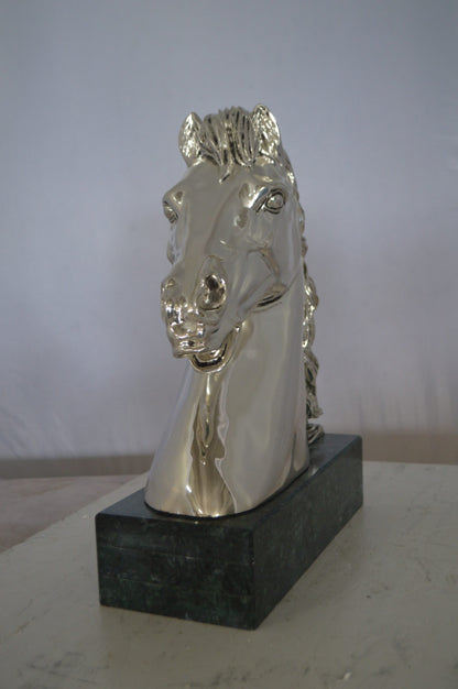 Horse Bust  Silver Finished Statue -  Size: 16"L x 7"W x 20"H.