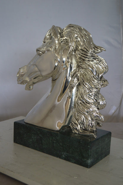 Horse Bust  Silver Finished Statue -  Size: 16"L x 7"W x 20"H.